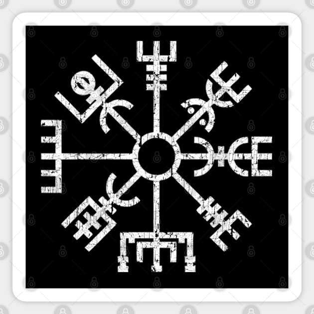 Norse Vegvisir Viking Compass Pagan Wayfinder Distressed Sticker by Blue Pagan